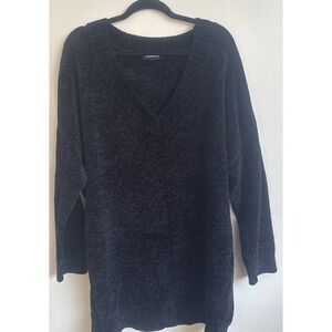 Express Size‎ XL. Oversized Sweater Dress Black V-Neck Long Sleeve